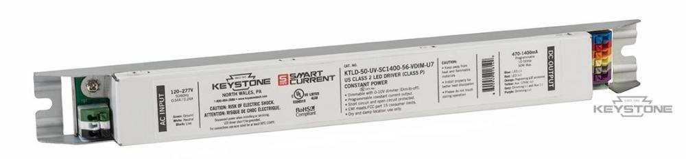 50W, 470-1400 mA Output, 0-10V Dimming, Pre-Programmed