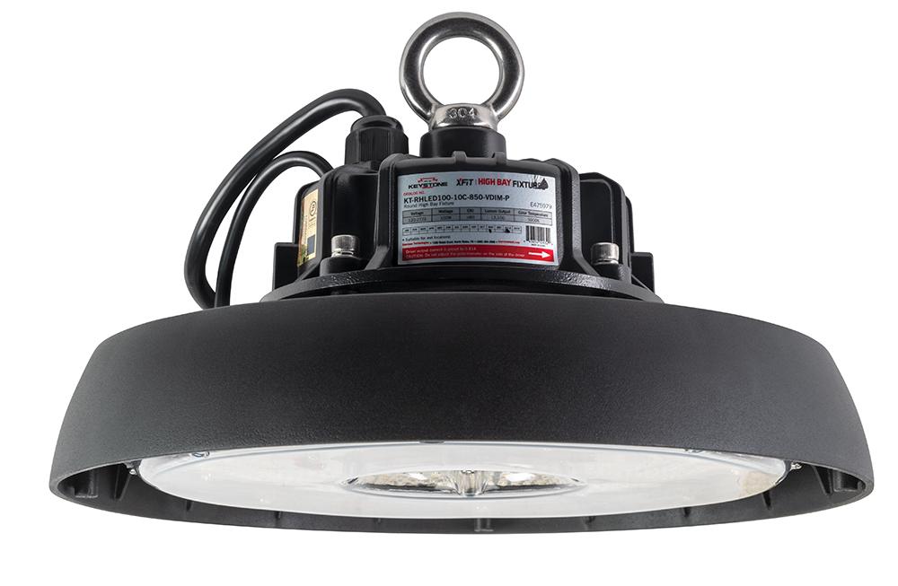 10&#34; Round Highbay, 100W, 13,150 lumens, 110&#39; Beam Angle, IP65, 0-10V dimming, 6&#39; cord