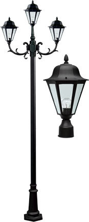 DANIELLA POST THREE LIGHT FIX W/ CLEAR GLASS 3 X LED 6