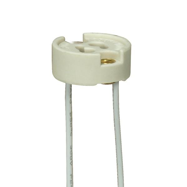 GU7 Porcelain Halogen Socket; 6&#34; 18 GA 250C Teflon Wire; 3/8&#34; Height; 7/8&#34; Diameter;