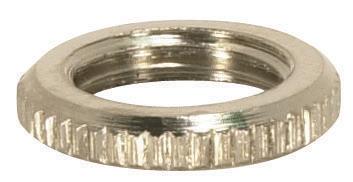 Brass Round Knurled Locknut; 9/16&#34; Diameter; 1/8 IP; 3/32&#34; Thick; Nickel Plated Finish