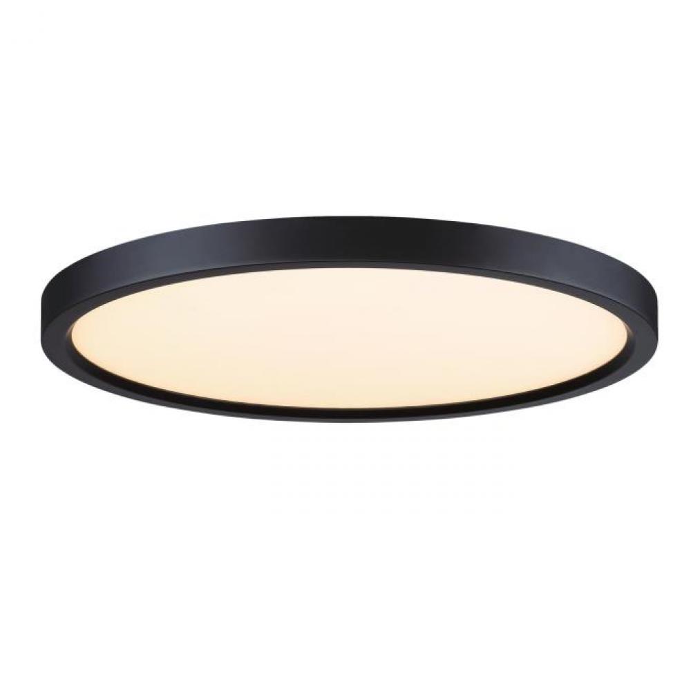 15 in. 30W LED Flush with Color Temperature Selection Black Finish White Acrylic Shade