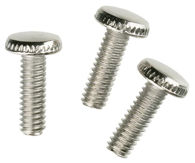 3 Knurled Head Steel Screws Nickel-Plated 1/2&#34; Long
